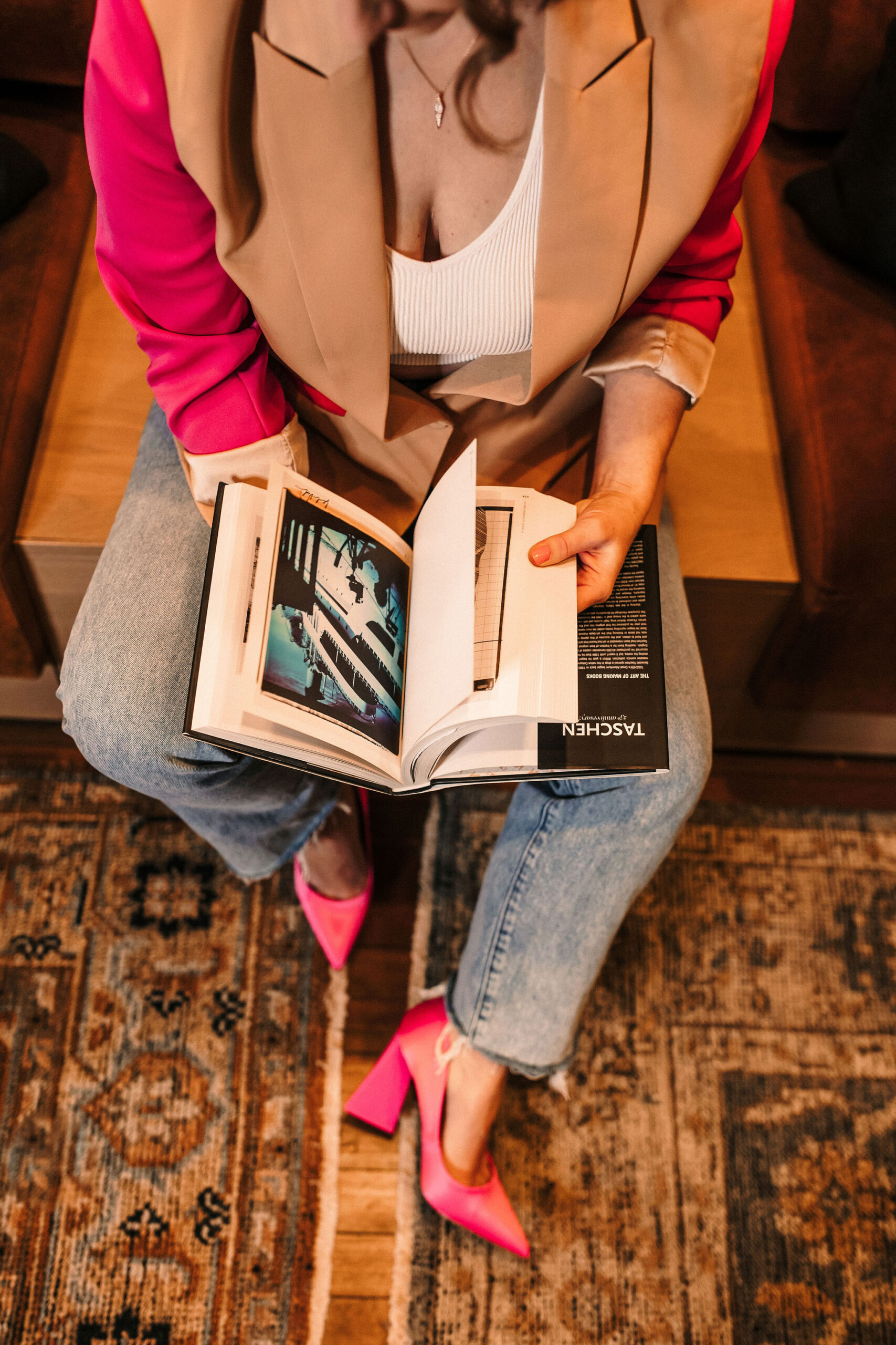 Someone looking thought a book.